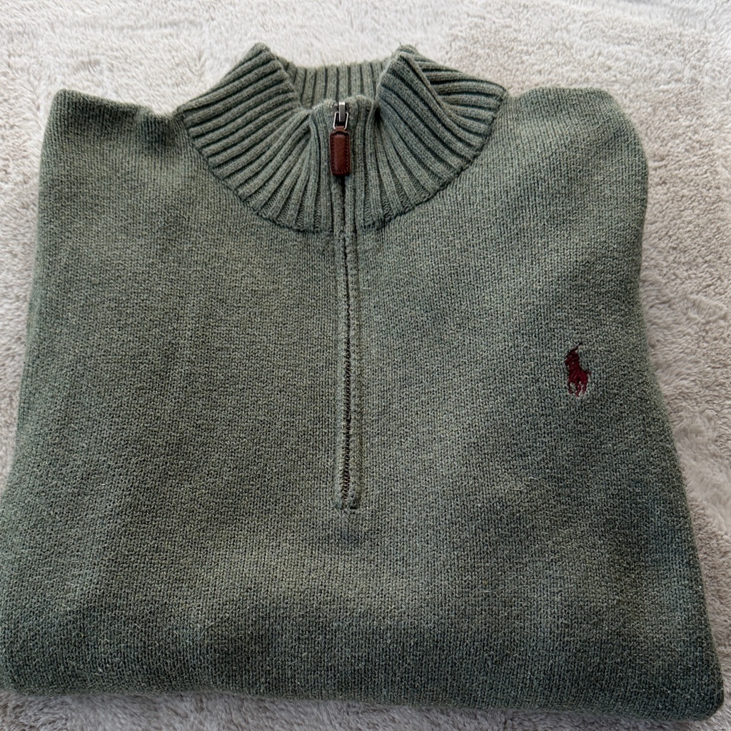 Polo Ralph Lauren Olive Zip-Up Sweater
